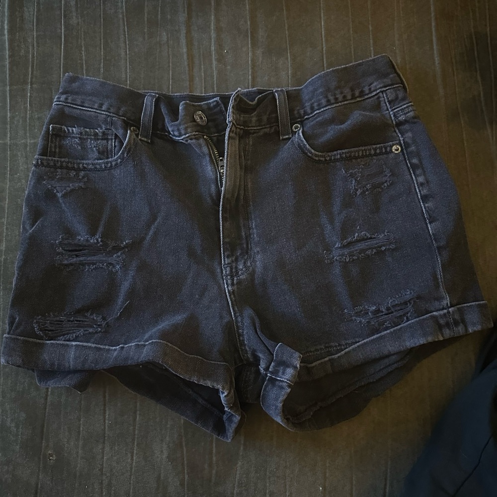 American Eagle Outfitters Black Distressed Jean Shorts